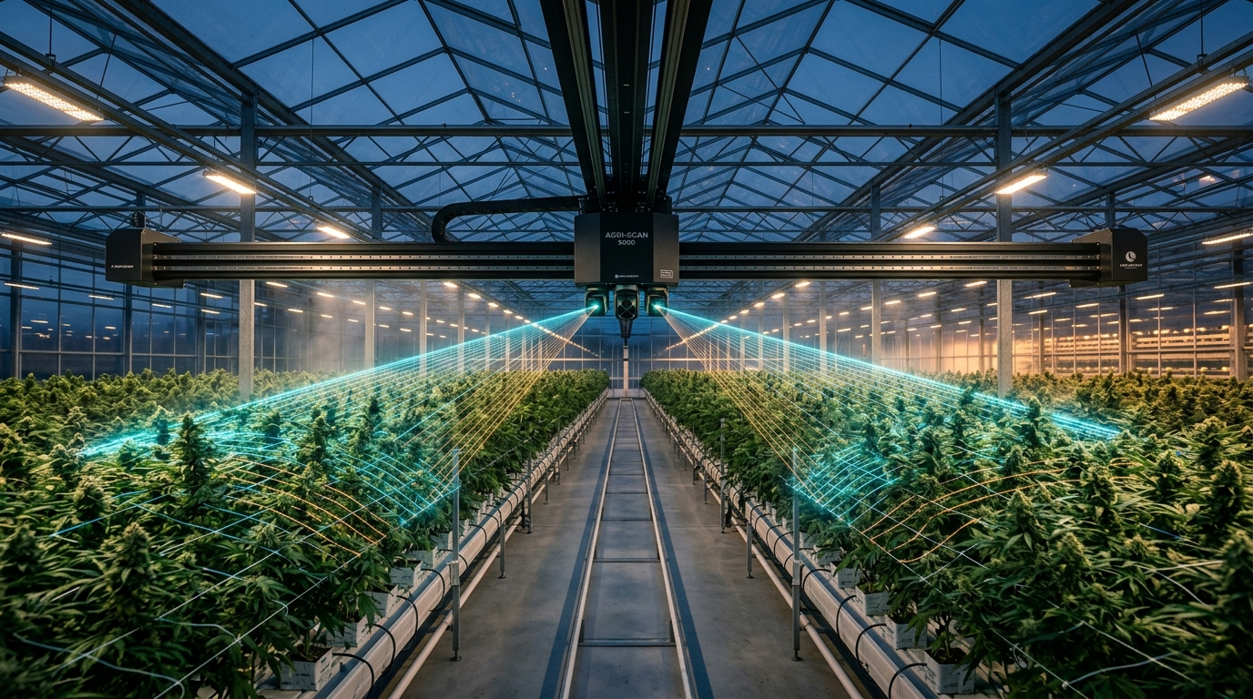 BudLife AI Optical Sensor Rig Scanning Cannabis Canopy